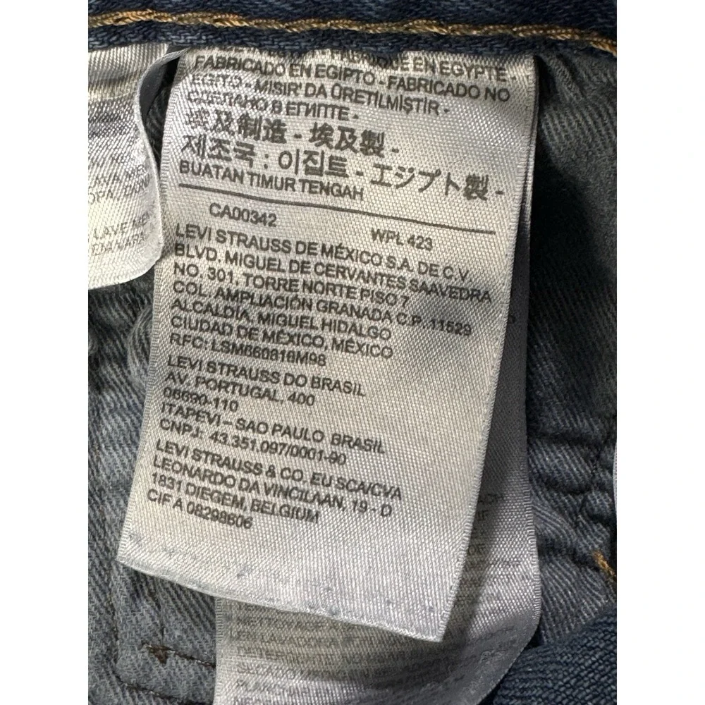 Levis 501 Jeans Mens 33x32 Blue Distressed Denim Straight Leg Button Fly